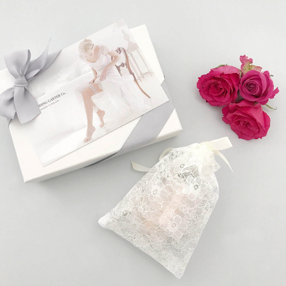 Wedding Garter Super Sleek Floral Lace Garter With Freshwater Pearls - &#39;Mina&#39;