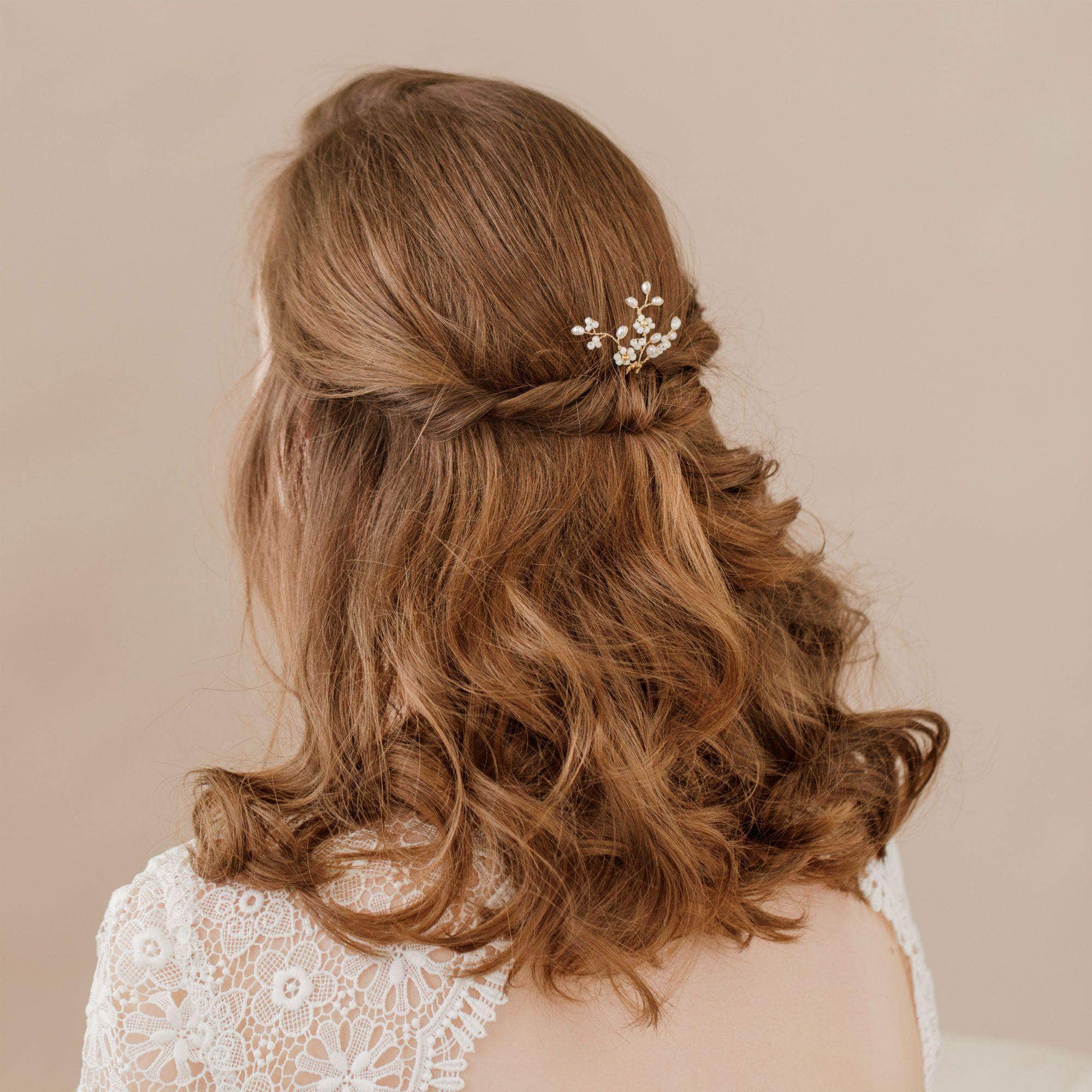 Wedding Hairpin Gold Gold floral bridal pin - 'Flora'