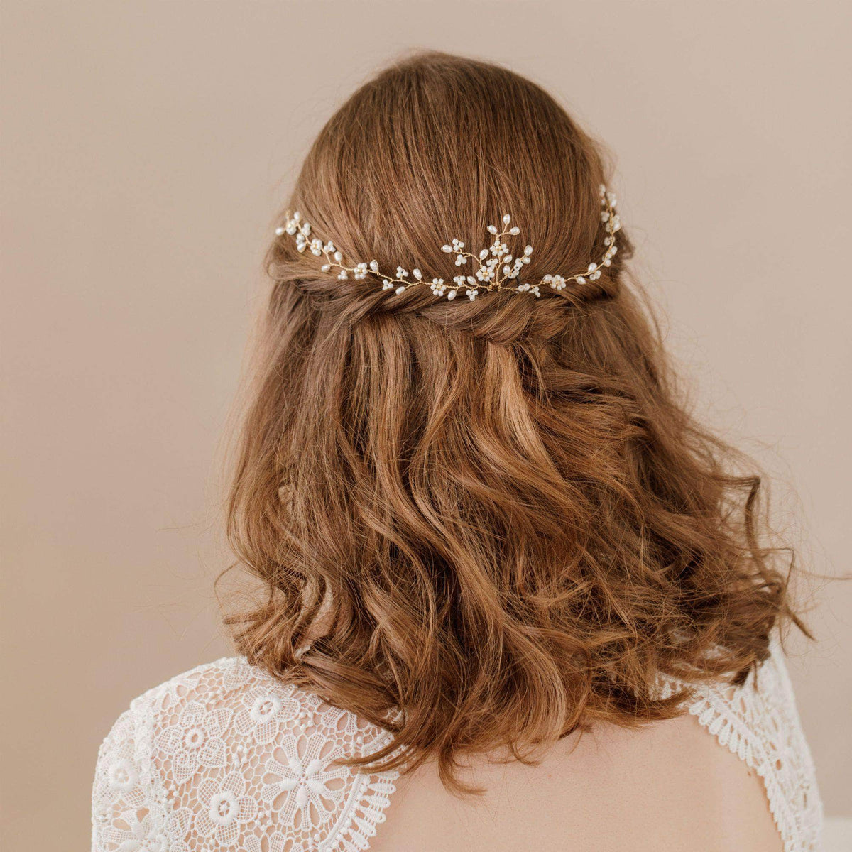 Wedding Hairvine Gold floral multipiece with small centrepiece  - &#39;Flora&#39;