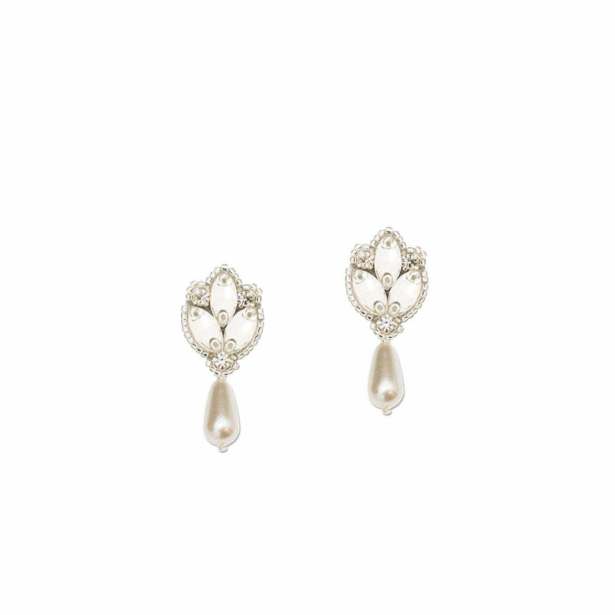 Wedding Earring silver Wedding drop earrings silver, pearl &amp; crystal - &#39;Cora&#39;