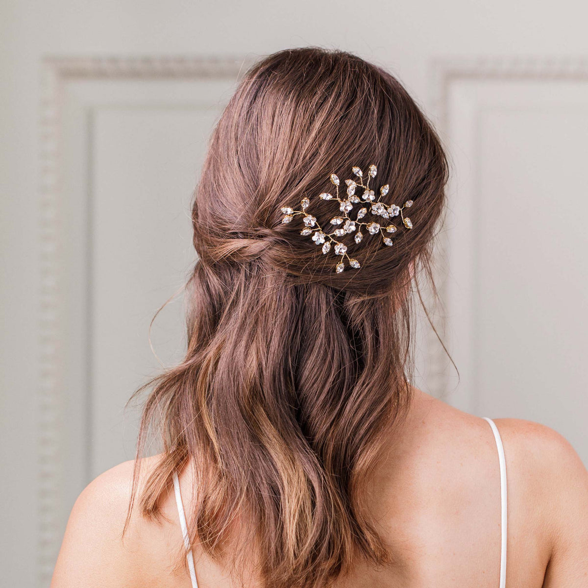 Crystal flower hair pins