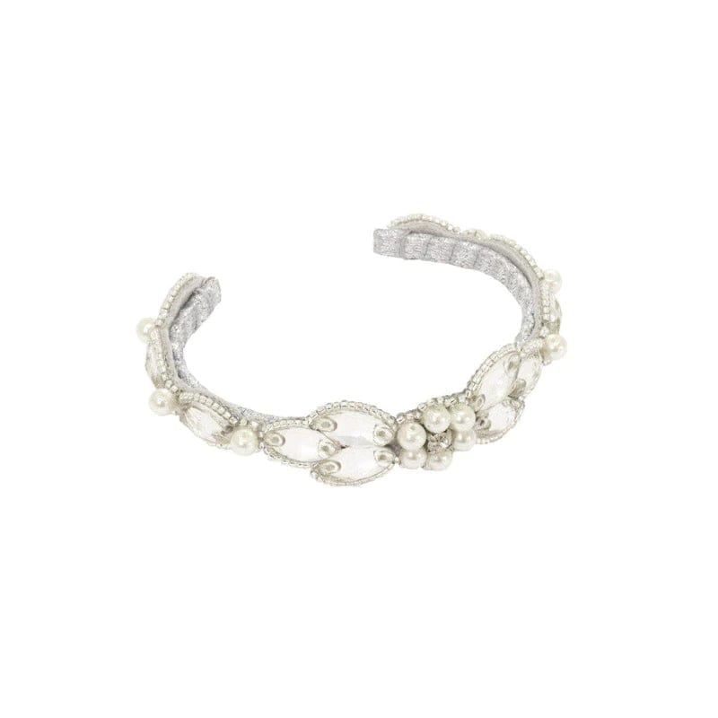 Wedding Cuff Silver Pearl and crystal wedding cuff - &#39;Fleur&#39; -slight discoloration in crystals