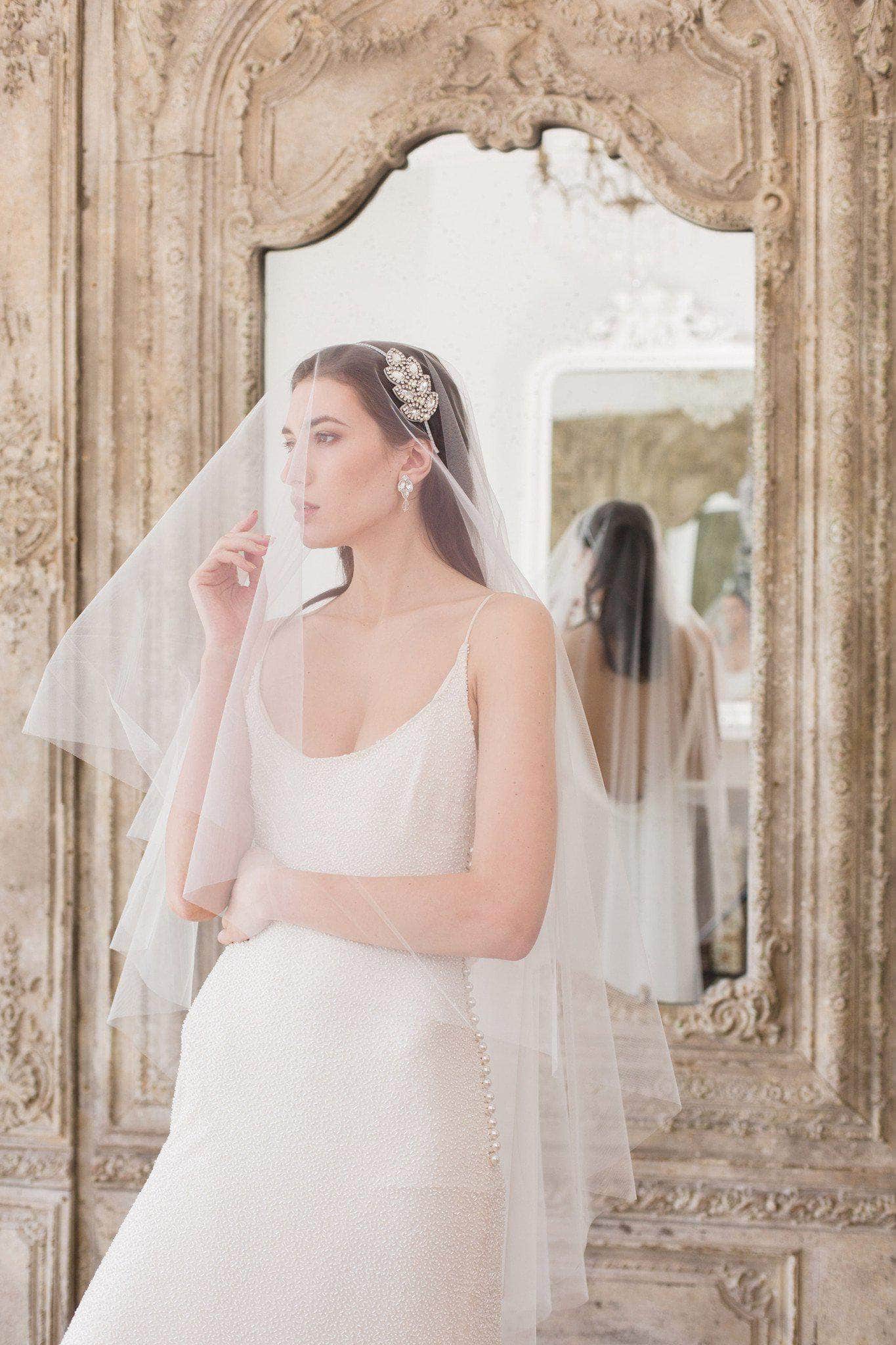 Cut Edge Drop Wedding Veil Various Materials1