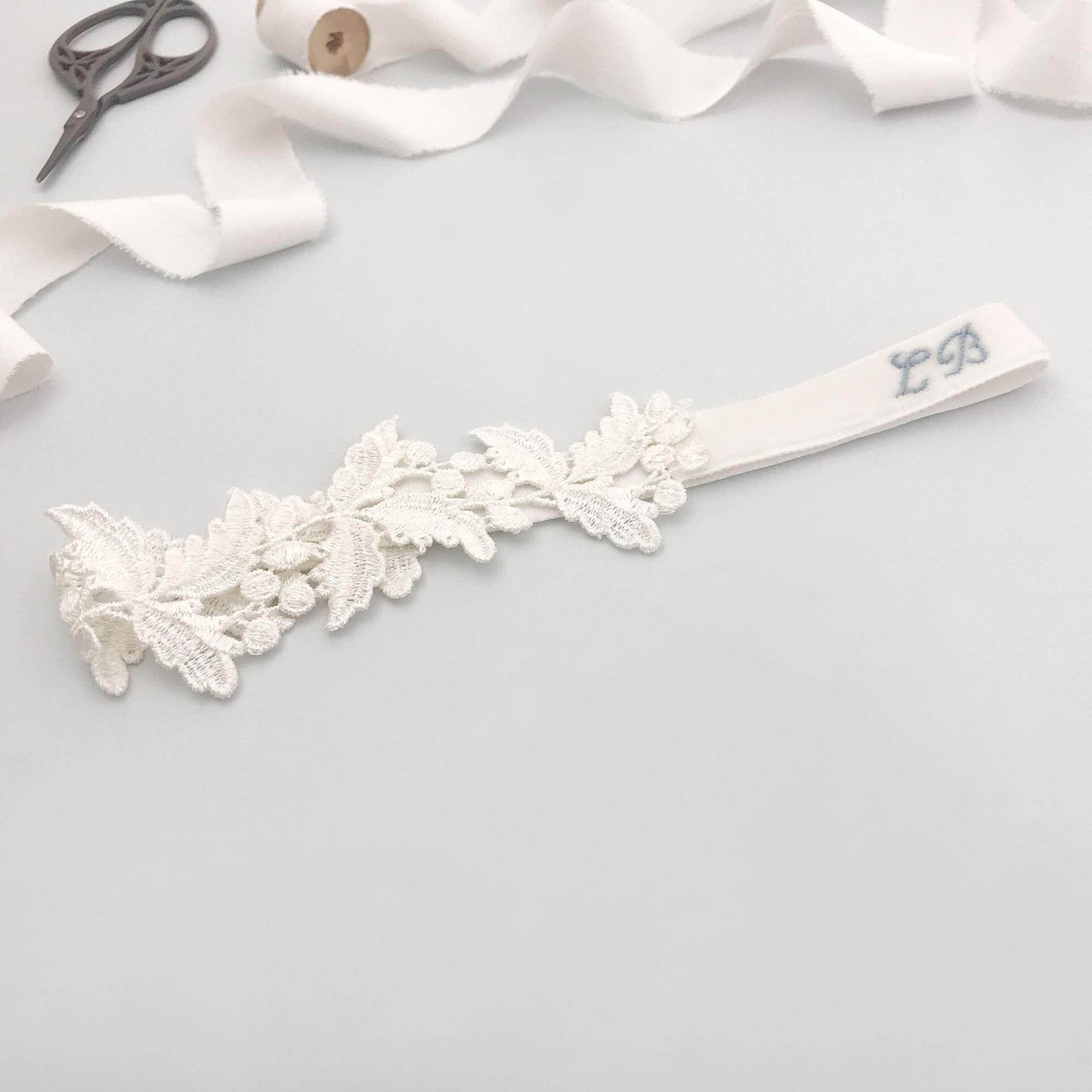 Wedding Garter Hand embroidered characters