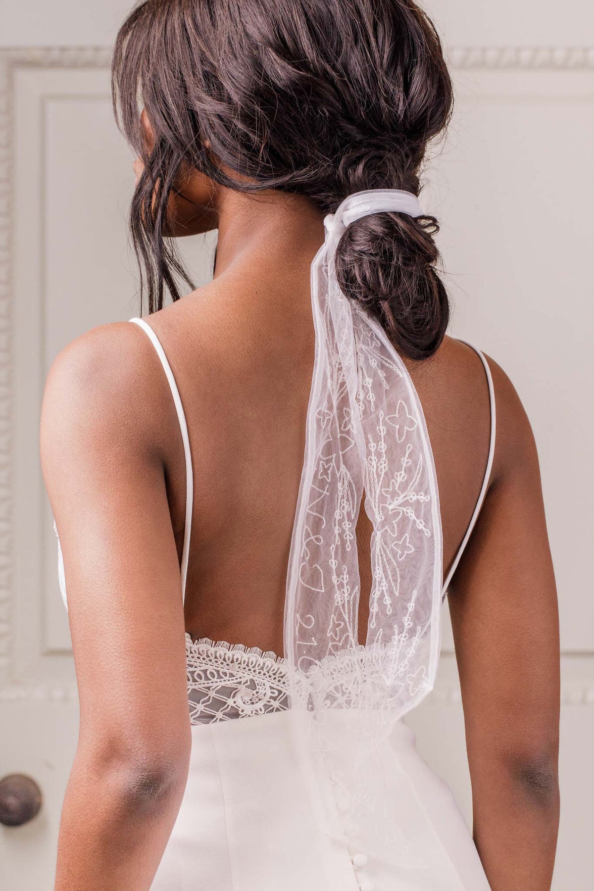 Embroidered Tulle Scarf Wrap