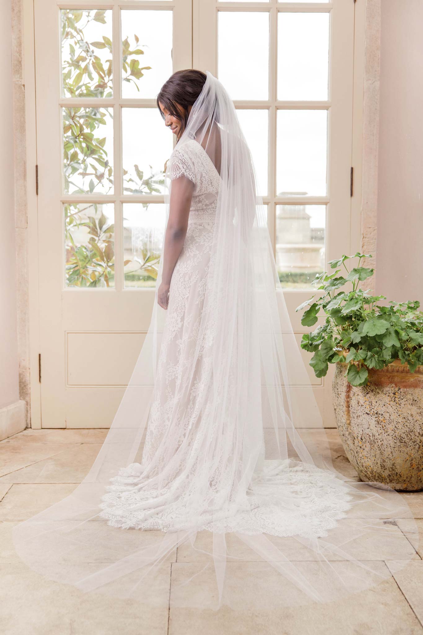Wedding Veil Extra wide single tier cut edge wedding veil - 'Niacae'