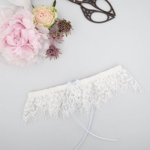 Wedding Garter Pale blue / Extra small 35-40cm (13.5-16 inch) Eyelash lace wedding garter with delicate satin bow- 'Kayla'