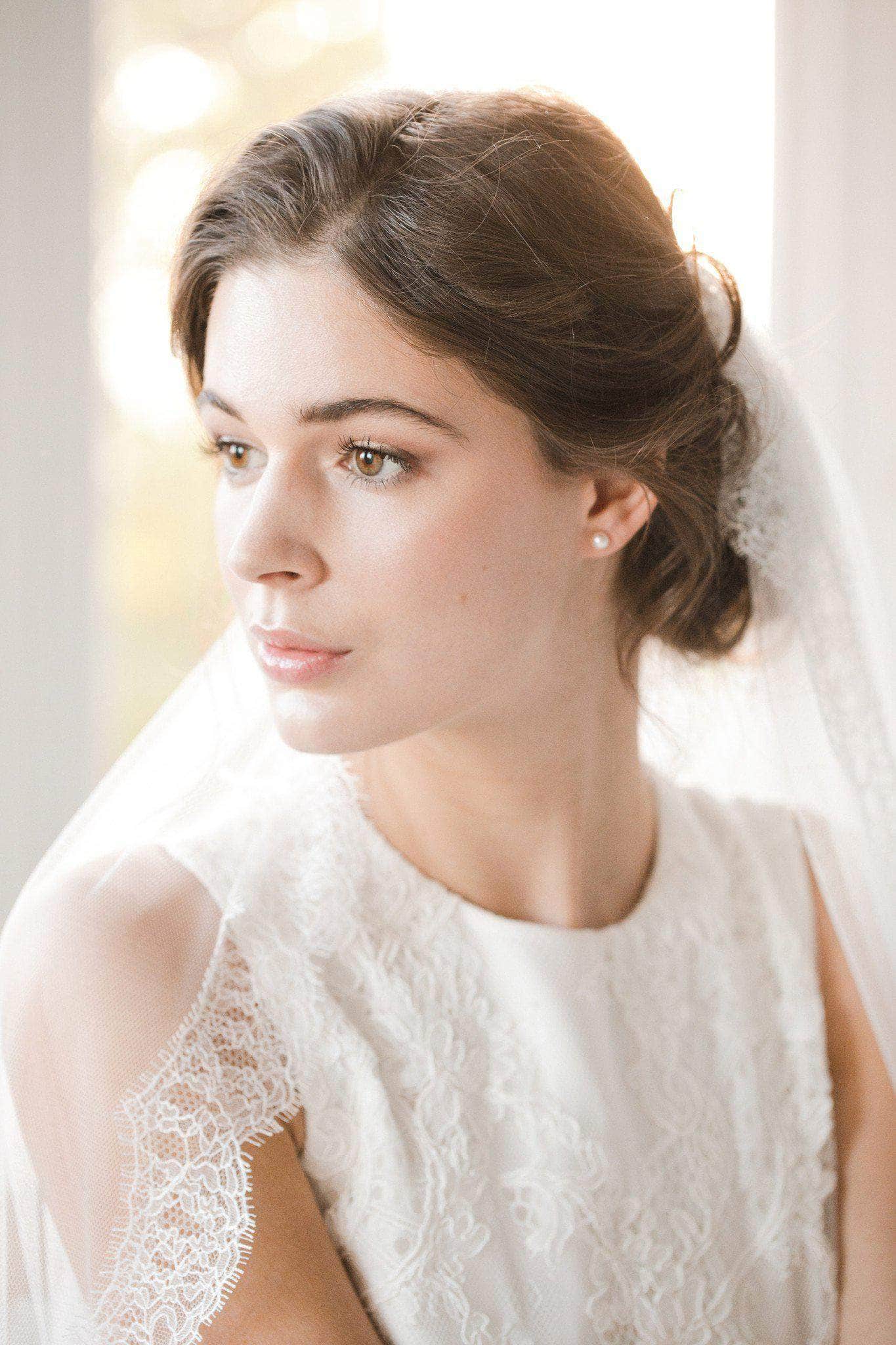 Wedding Veil Silk style wedding veil with french eyelash lace trim- 'Sara'