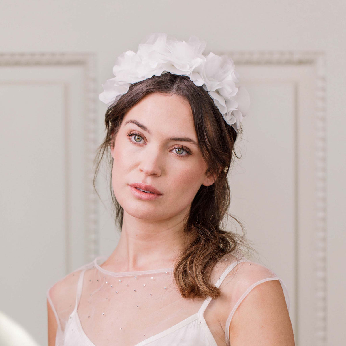 Wedding Headband Off white Floral Hair Crown- Bloom
