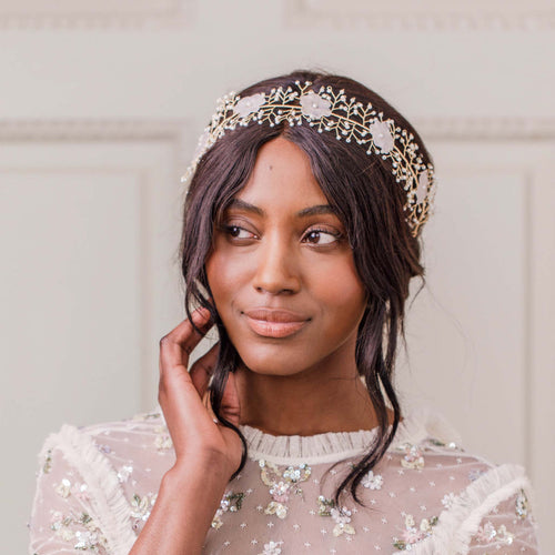 Wedding Hairvine Gold spray flower hair vine - 'Sadie'