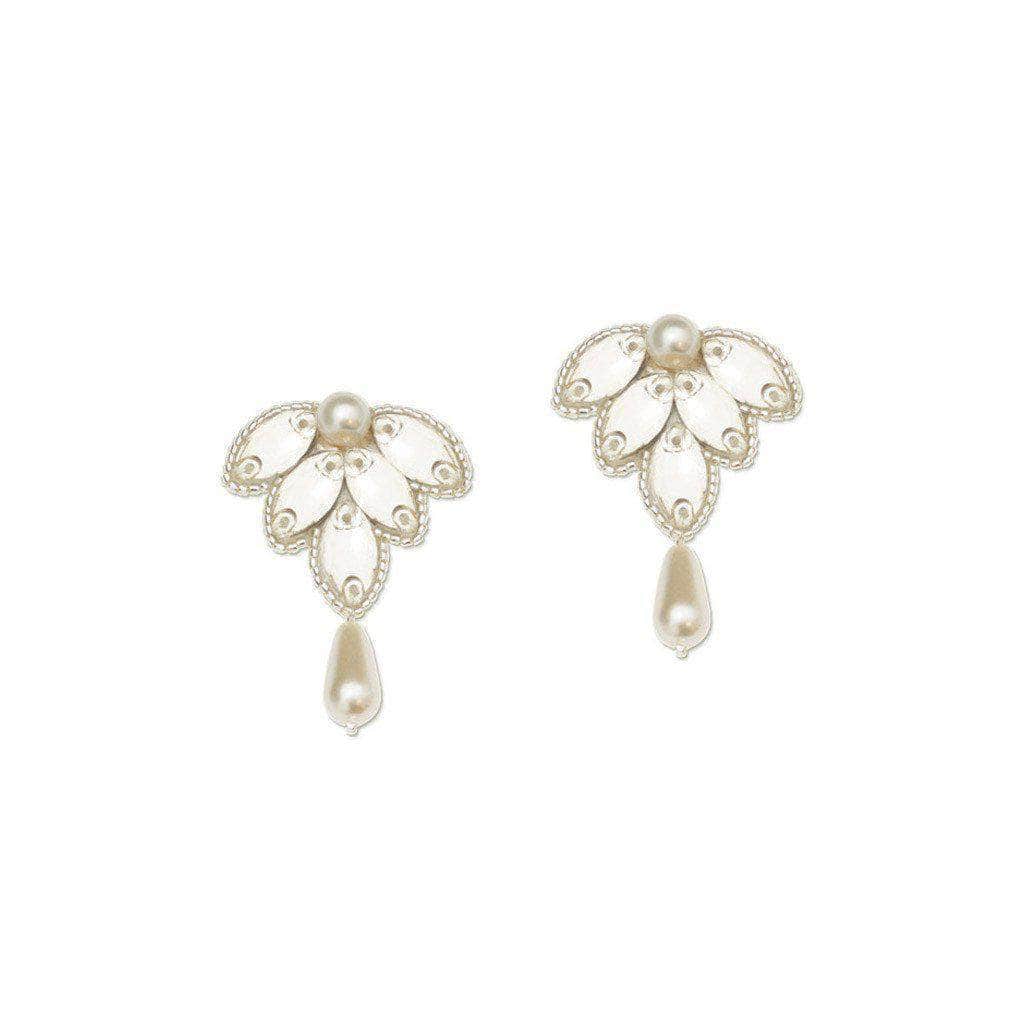 Wedding Earring Silver Crystal wedding earrings silver pearl & crystal - 'Florence'