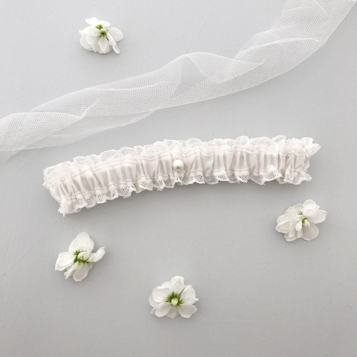 Wedding Garter Ivory / Extra small 35-40cm (13.5-16 inch) Wedding garter in lace &amp; silk (various colours) - &#39;Florence&#39;