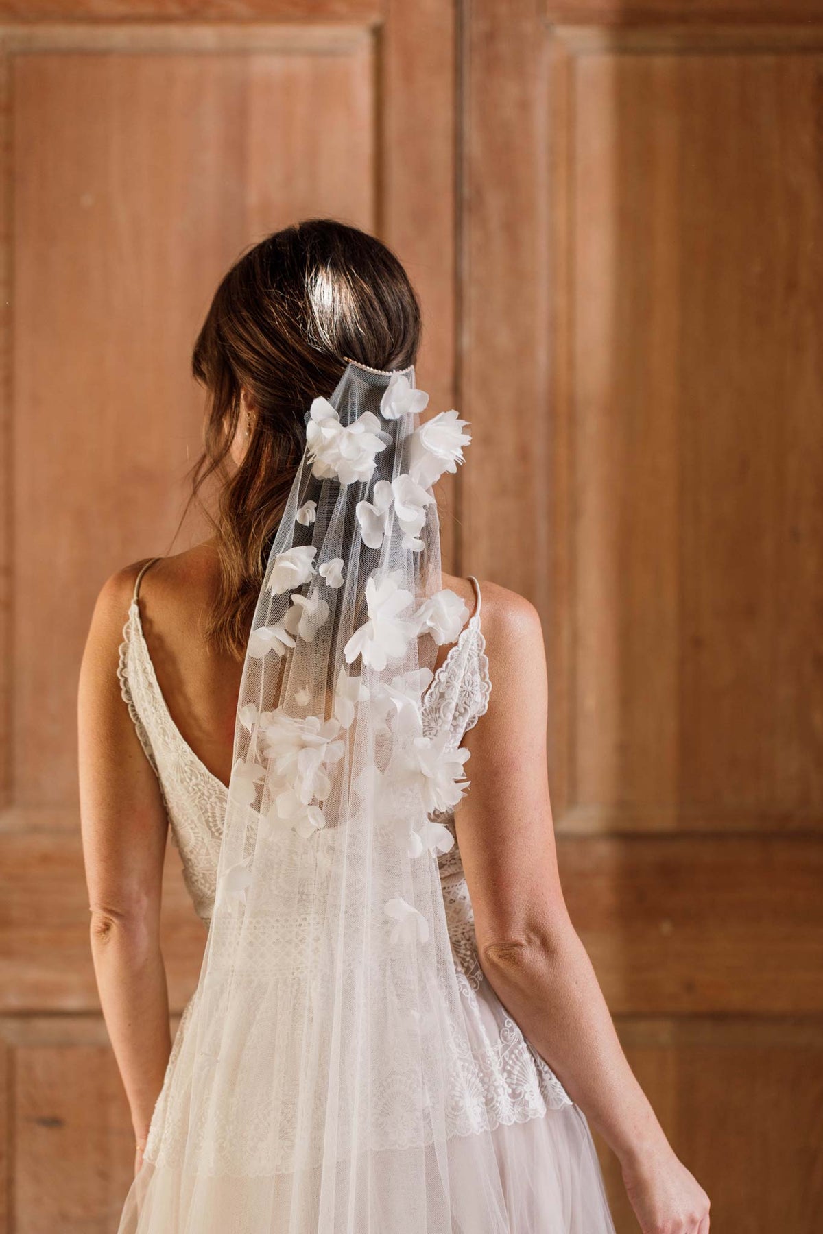 Wedding Veil Tulle and Satin Flower Wedding Veil - Beatrice