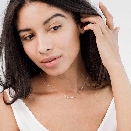 Wedding Necklace Freshwater Pearl Bar Necklace - 'Sia'