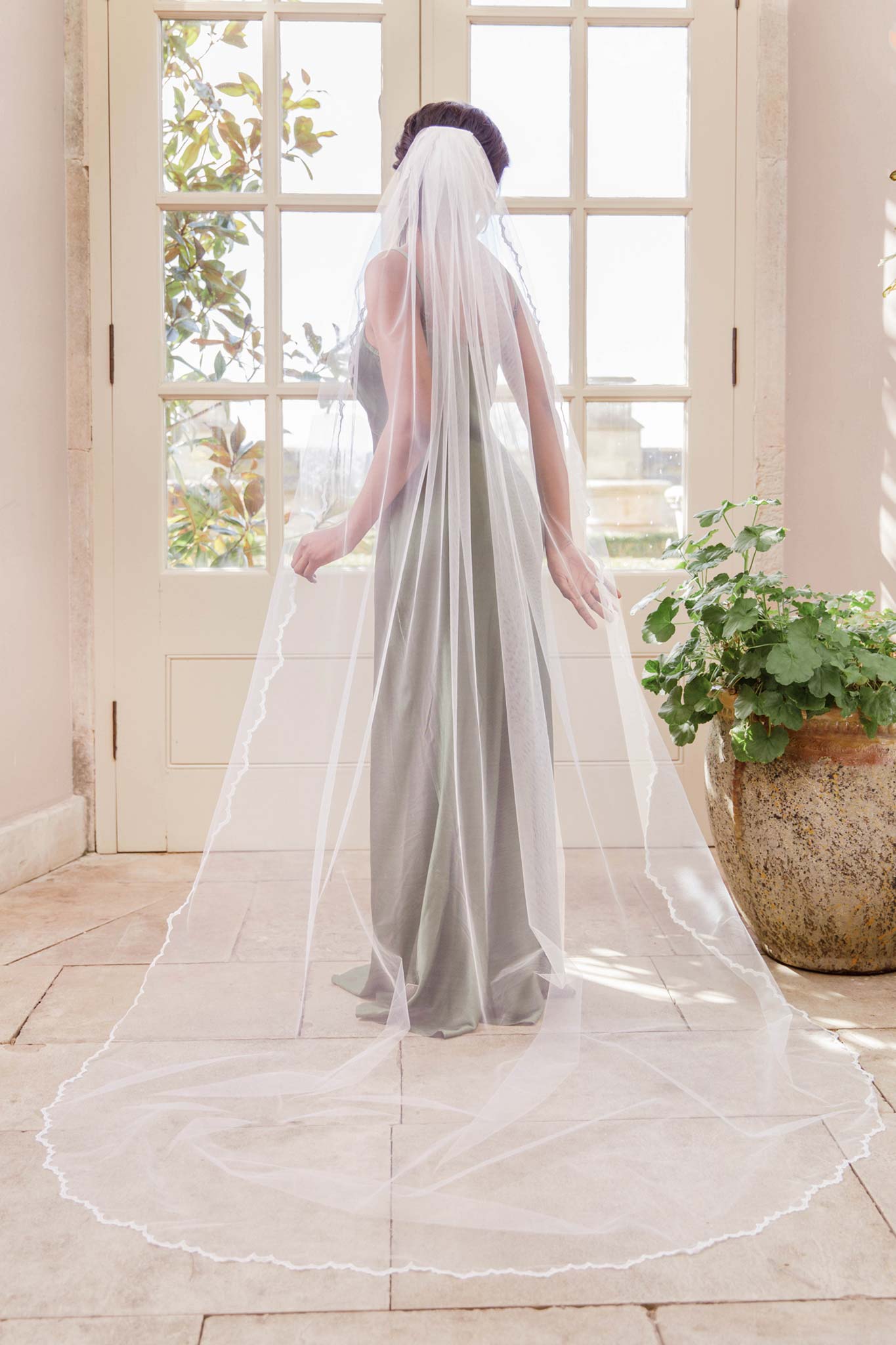 Wedding Veil Full lace edged single tier wedding veil - 'Tillie'
