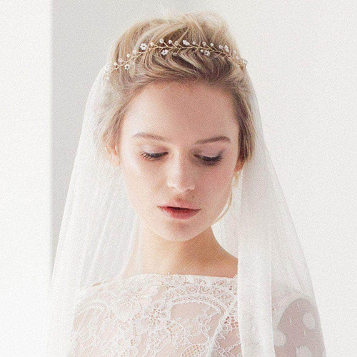 Wedding Hairvine Flexible gold wedding hair vine with pearls and crystals - 'Aria'