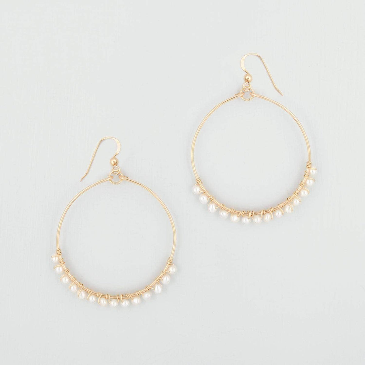 Wedding Earring 14k Gold Filled Freshwater Pearl Hoop Earrings - &#39;Lyla&#39;