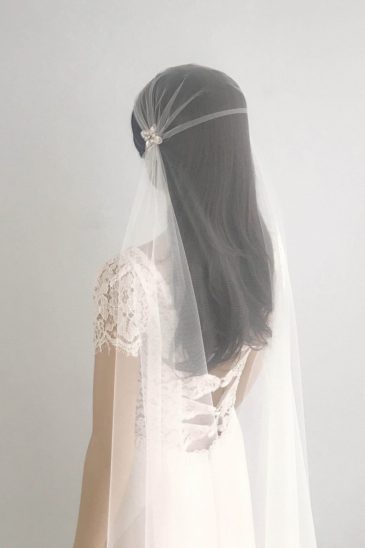 Wedding Veil Juliet cap wedding veil with crystal beading embellishments - &#39;Perla&#39;