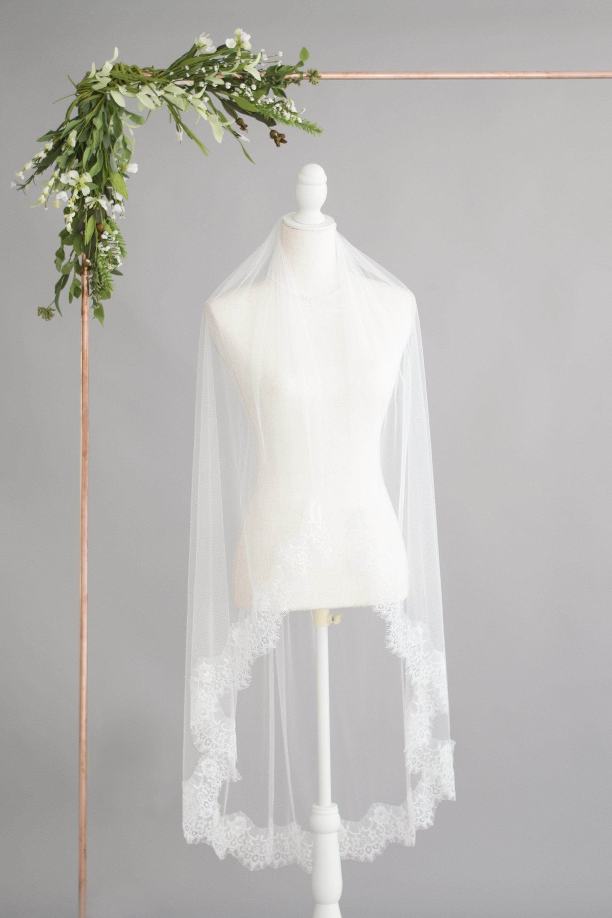 Wedding Veil Semi edged silk style wedding veil with eyelash lace - &#39;Kayla&#39;