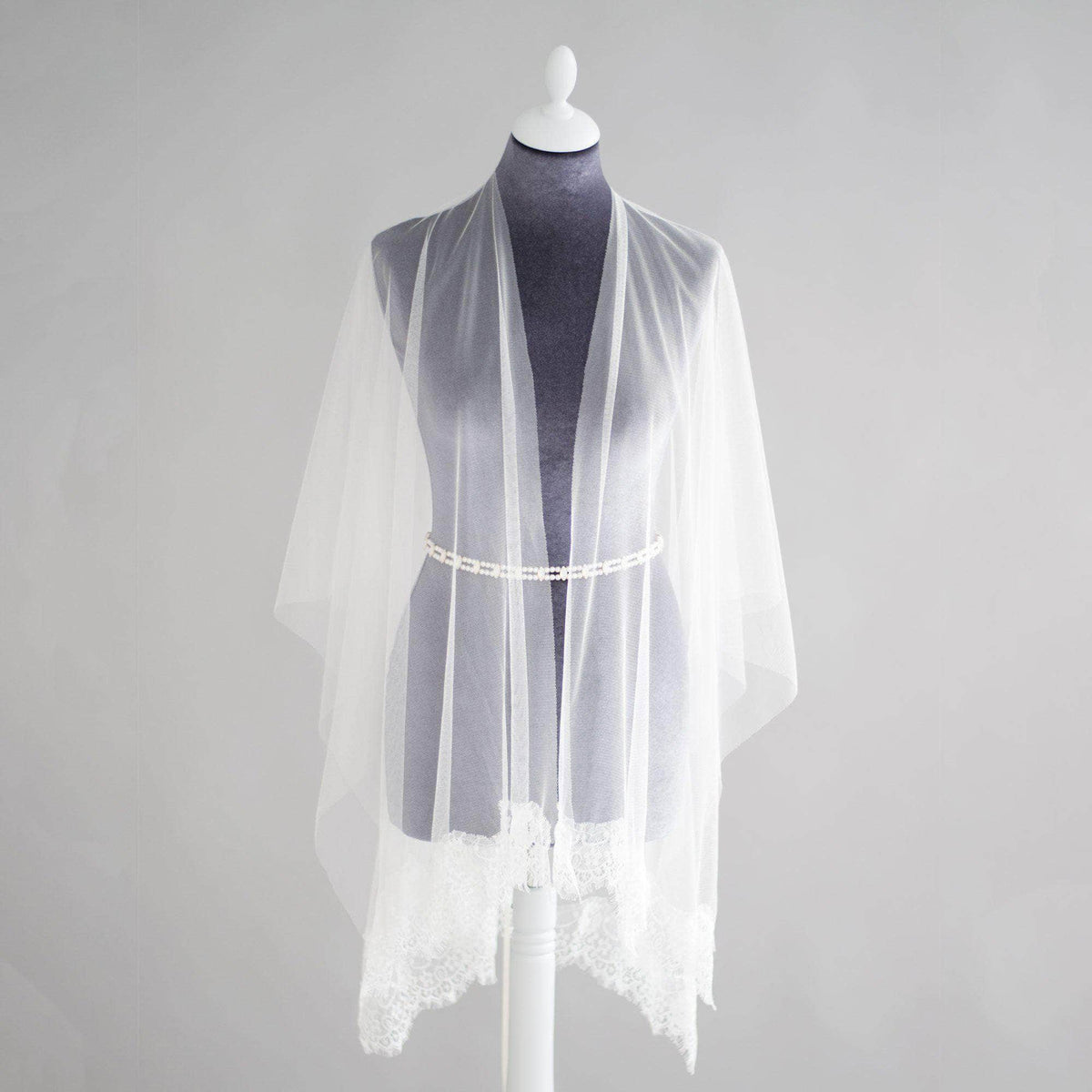 Wedding Cover Up Off white Tulle and lace bridal wrap - &#39;Enid&#39;