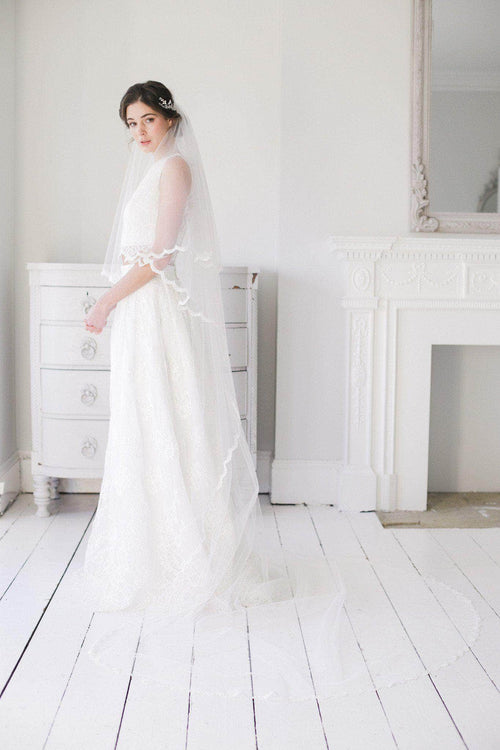 Wedding Veil Two tier delicate lace edged wedding veil - 'Ada'