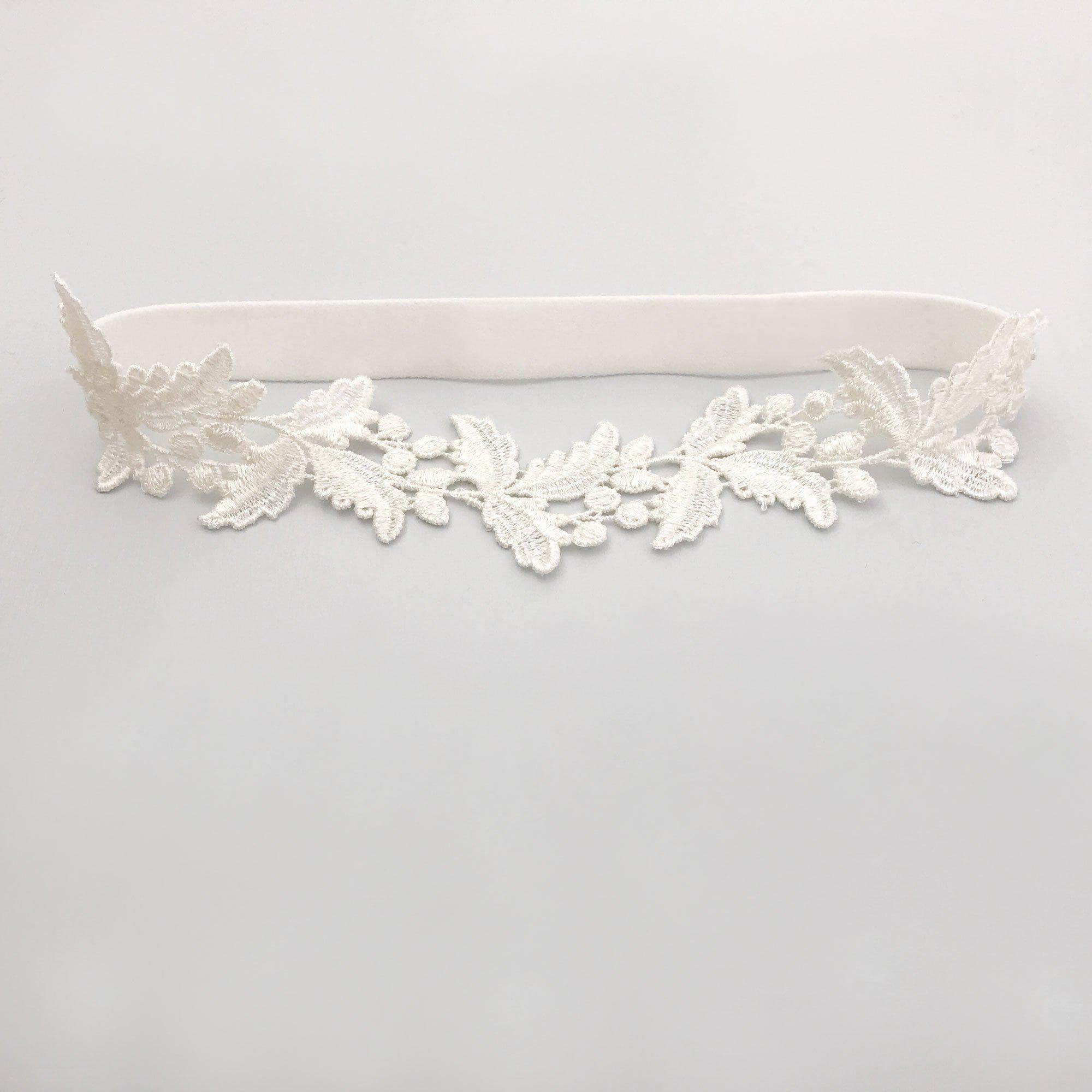 Wedding Garter Super sleek lace leaf wedding garter - 'Juniper'