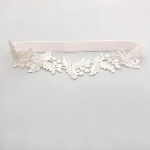 Wedding Garter Super sleek lace leaf wedding garter - 'Juniper'
