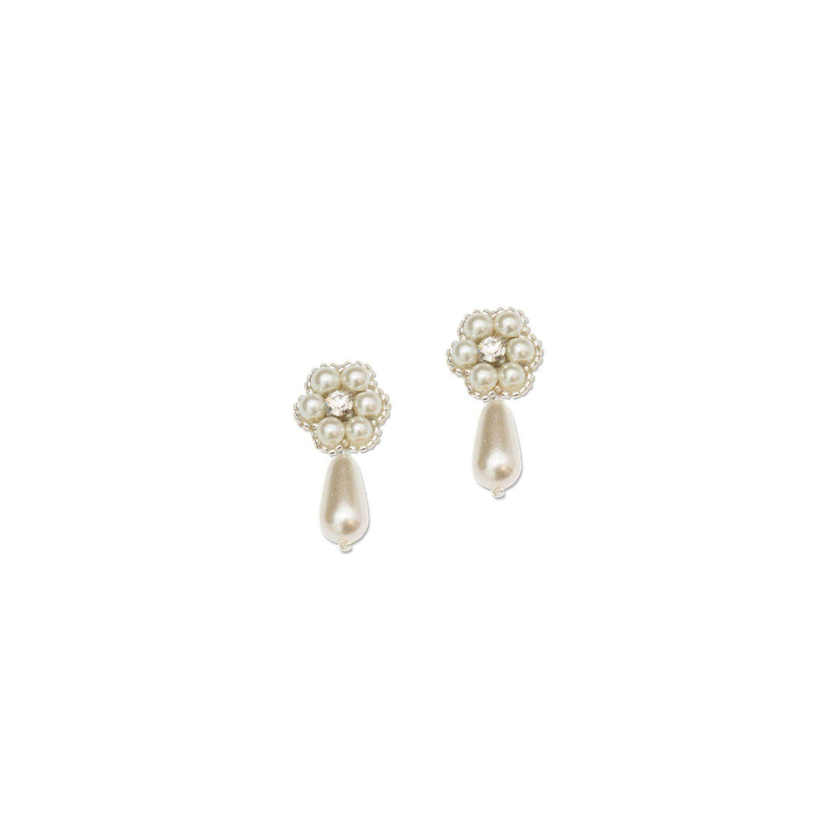 Wedding Earring Silver Flower wedding drop earrings pearl - &#39;Mila&#39;