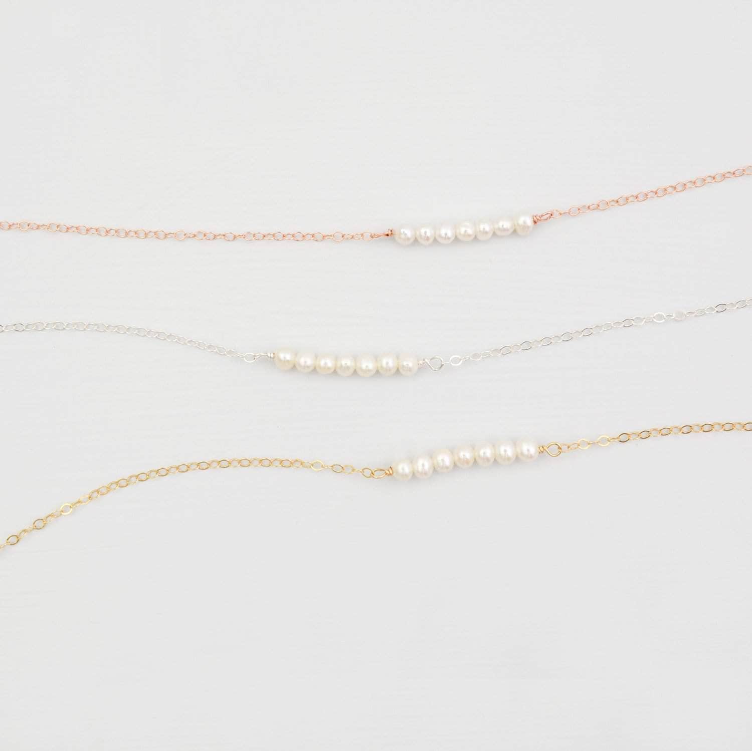 Wedding Necklace Freshwater Pearl Bar Necklace - 'Sia'