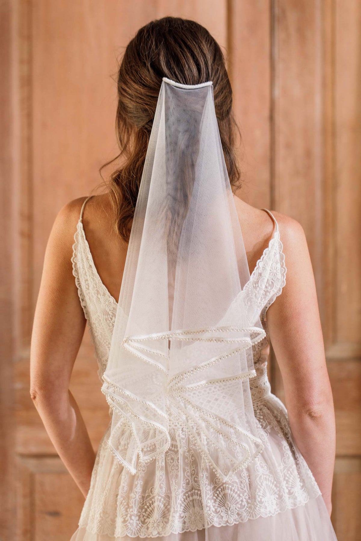 Pearl edge wedding veil