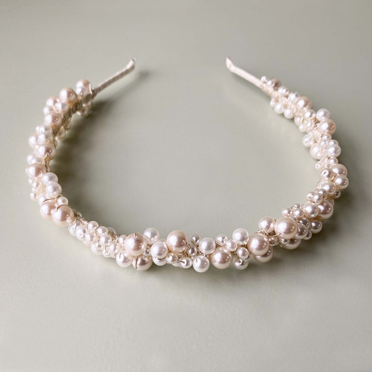 Wedding Headband Silver / Silver sparkle (as in images) Pearl Headband - Nicole