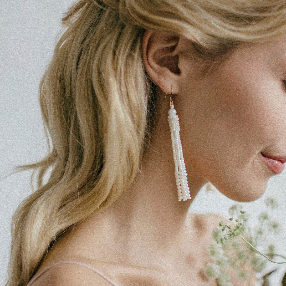 Wedding Earring Pearl Pearl wedding tassel earrings - &#39;Pearl&#39;