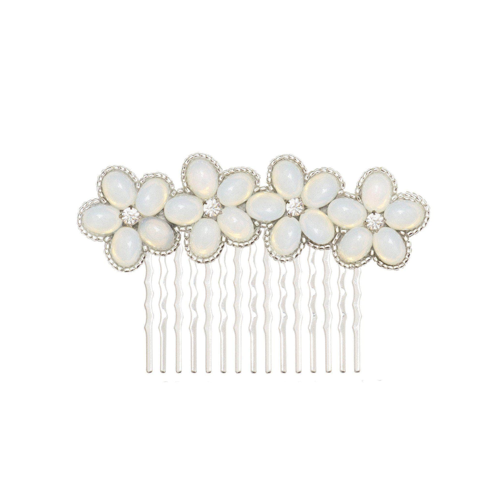 Wedding Haircomb Silver Wedding hair comb with a floral arrangement of opals and crystals - 'Prue'