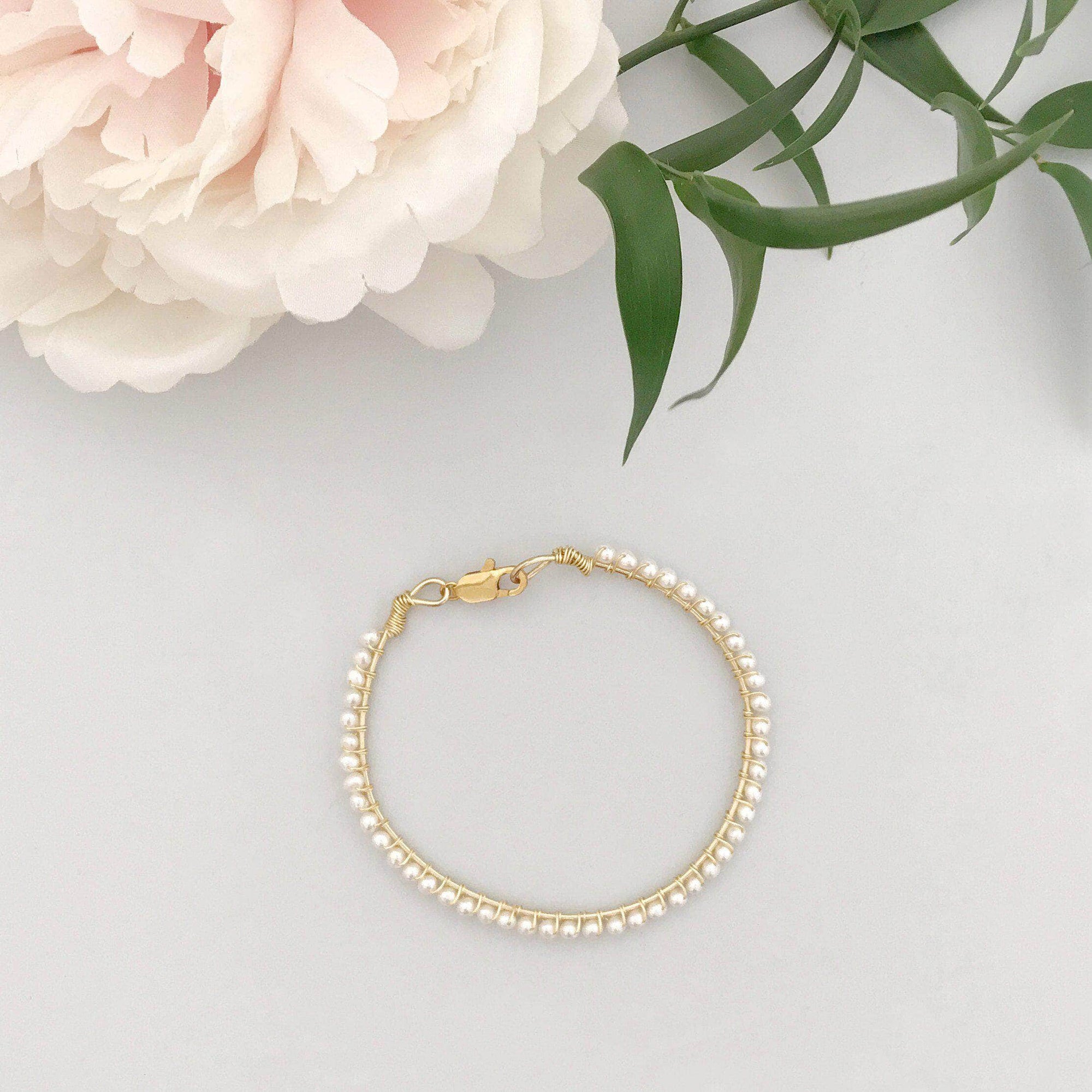 Wedding Cuff Gold Freshwater pearl wedding bracelet - 'Stella'
