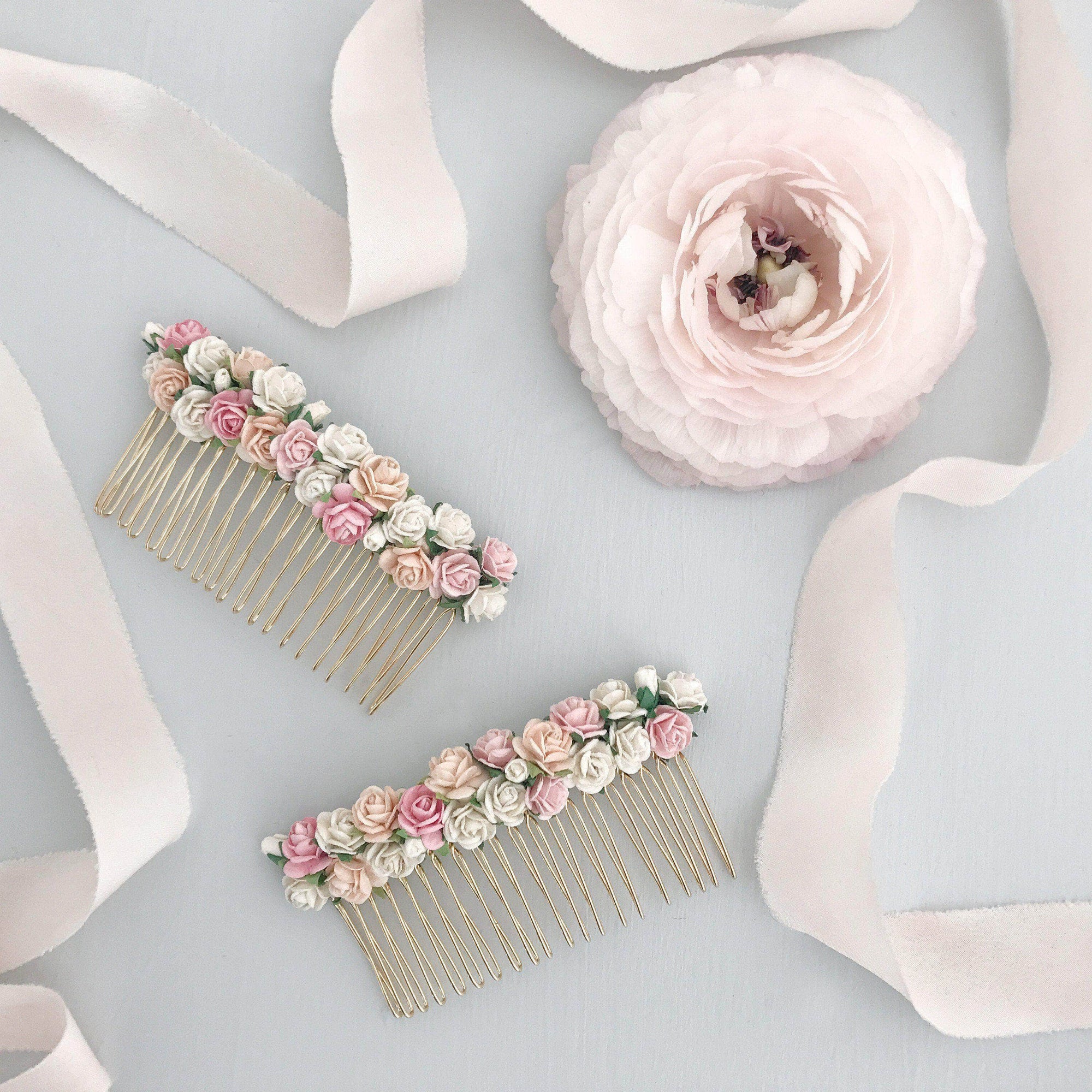 Wedding Haircomb Silver Flower wedding hair comb - 'Rose'