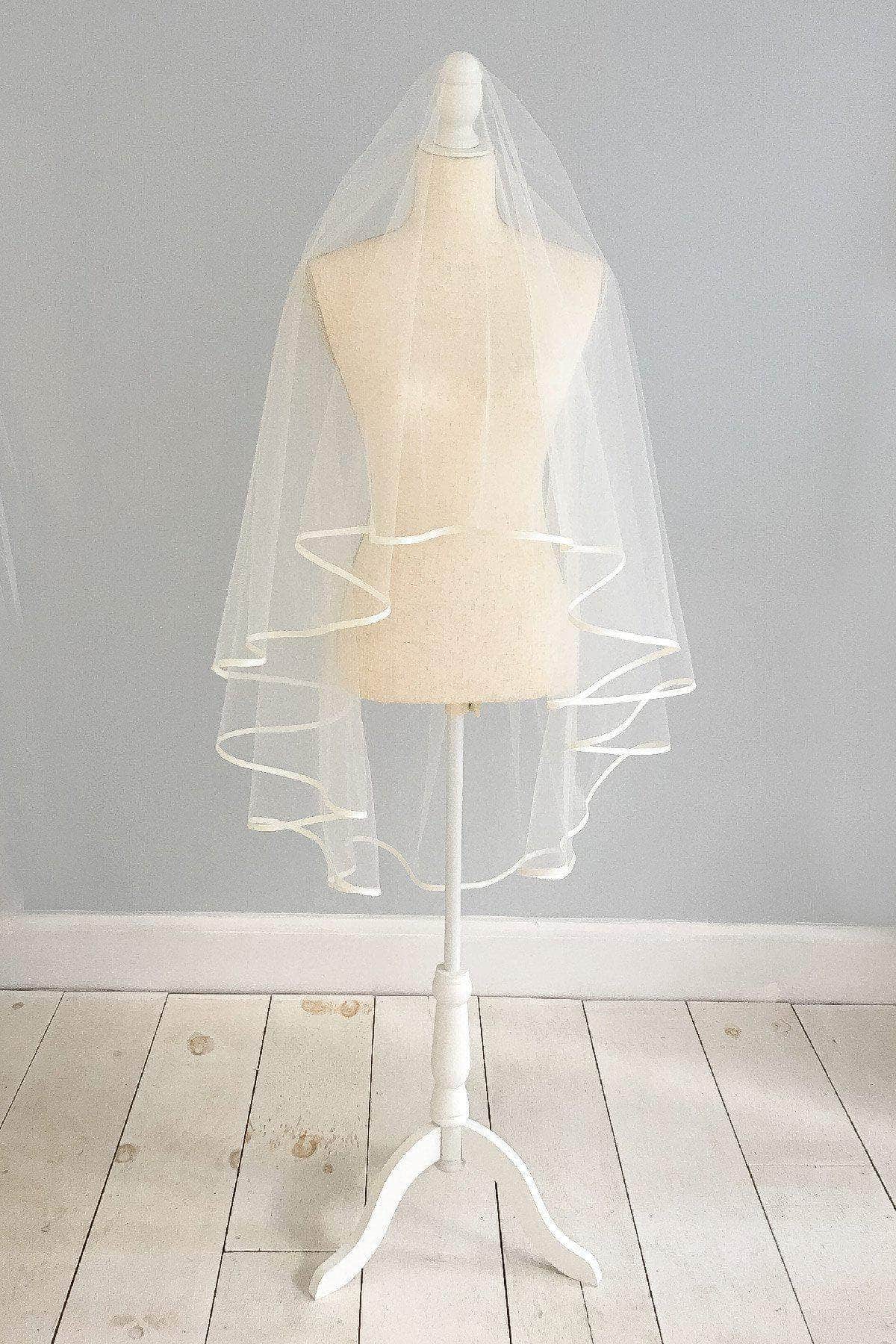 Wedding Veil Satin edge two tier wedding veil - &#39;Sandy&#39;