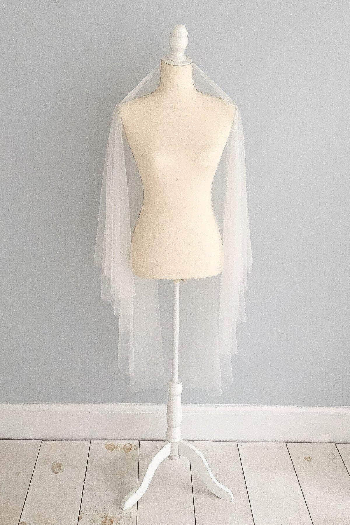 Wedding Veil Ivory / Church/Chapel length (72cm + 250cm/28 inches + 98 inches) Drop silk style wedding veil - &#39;Aspen&#39; Ivory church