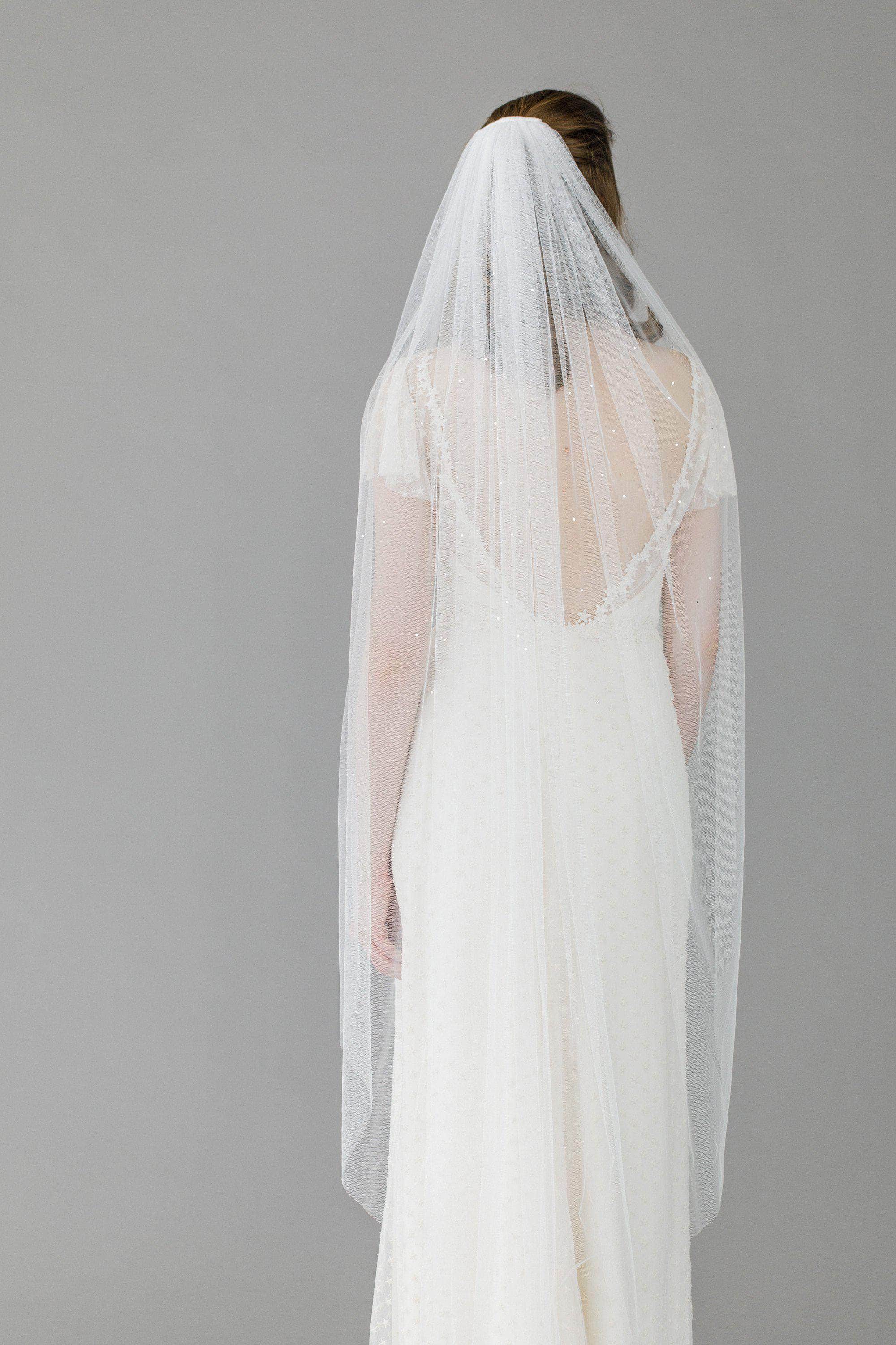 Wedding Veil Silk style wedding veil with crystal scatter- Jessie