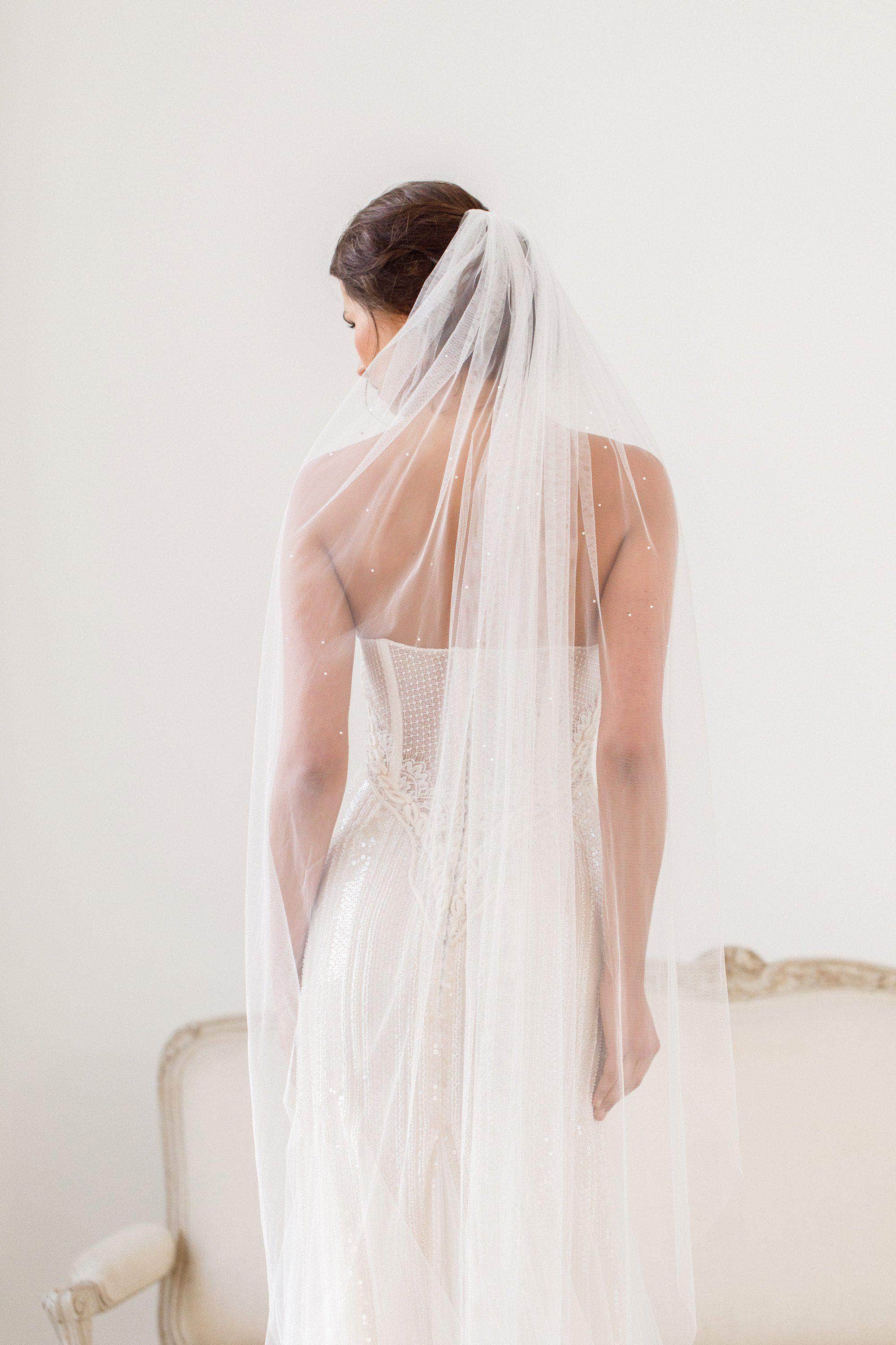 Wedding Veil Silk style wedding veil with crystal scatter- Jessie