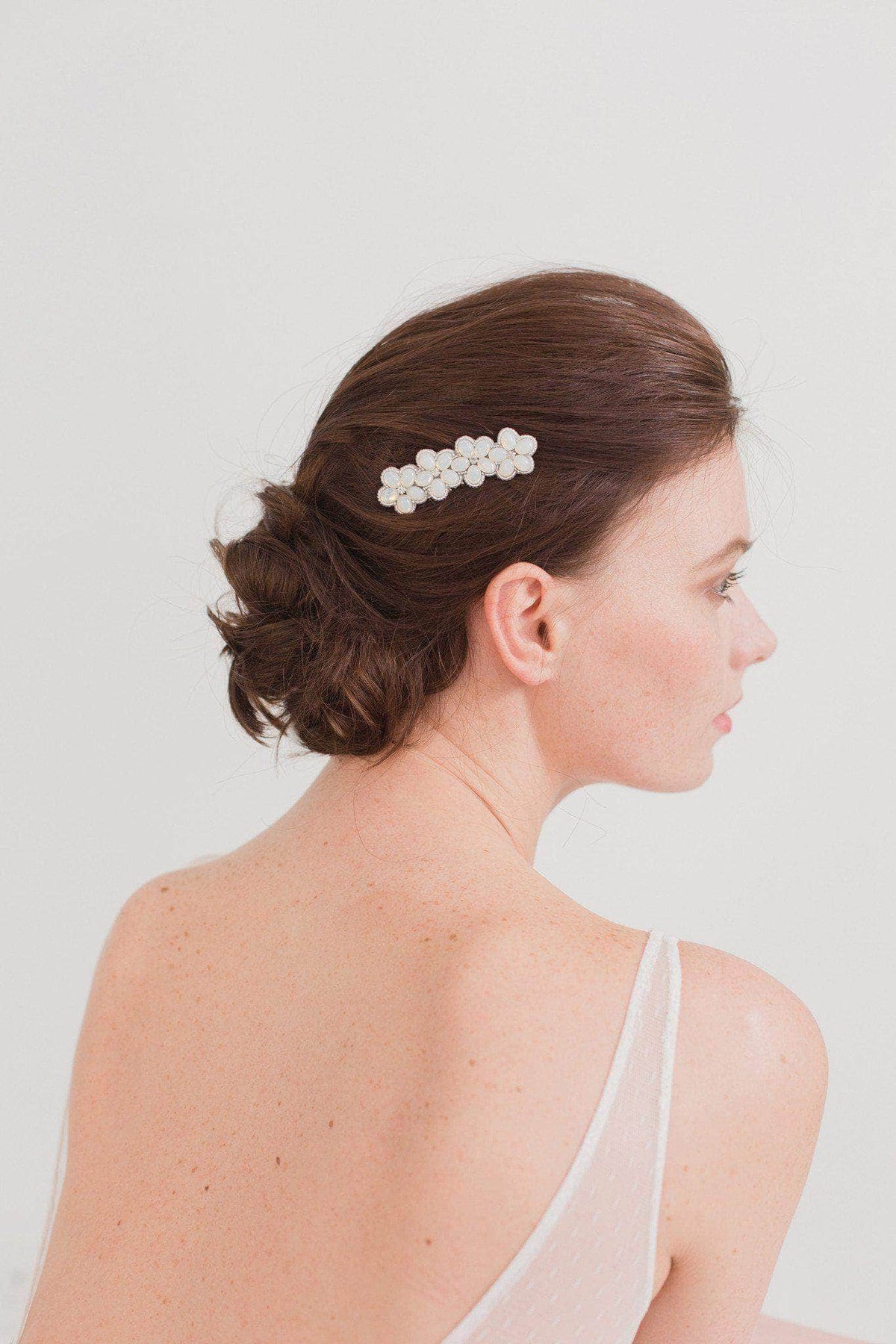 Wedding Haircomb Silver Wedding hair comb with a floral arrangement of opals and crystals - &#39;Prue&#39;