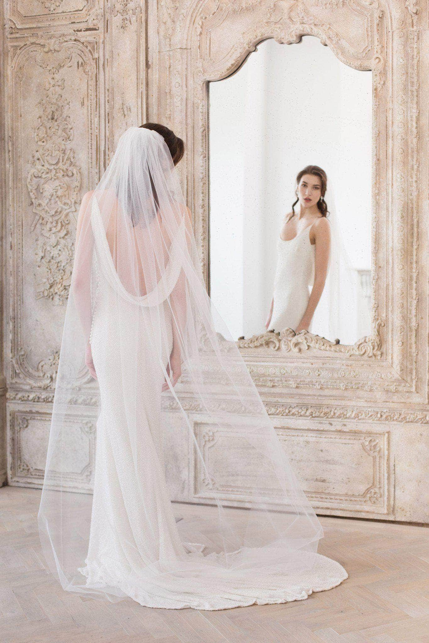 Wedding Veil White White - Single tier cut edge wedding veil - 'Niacae'