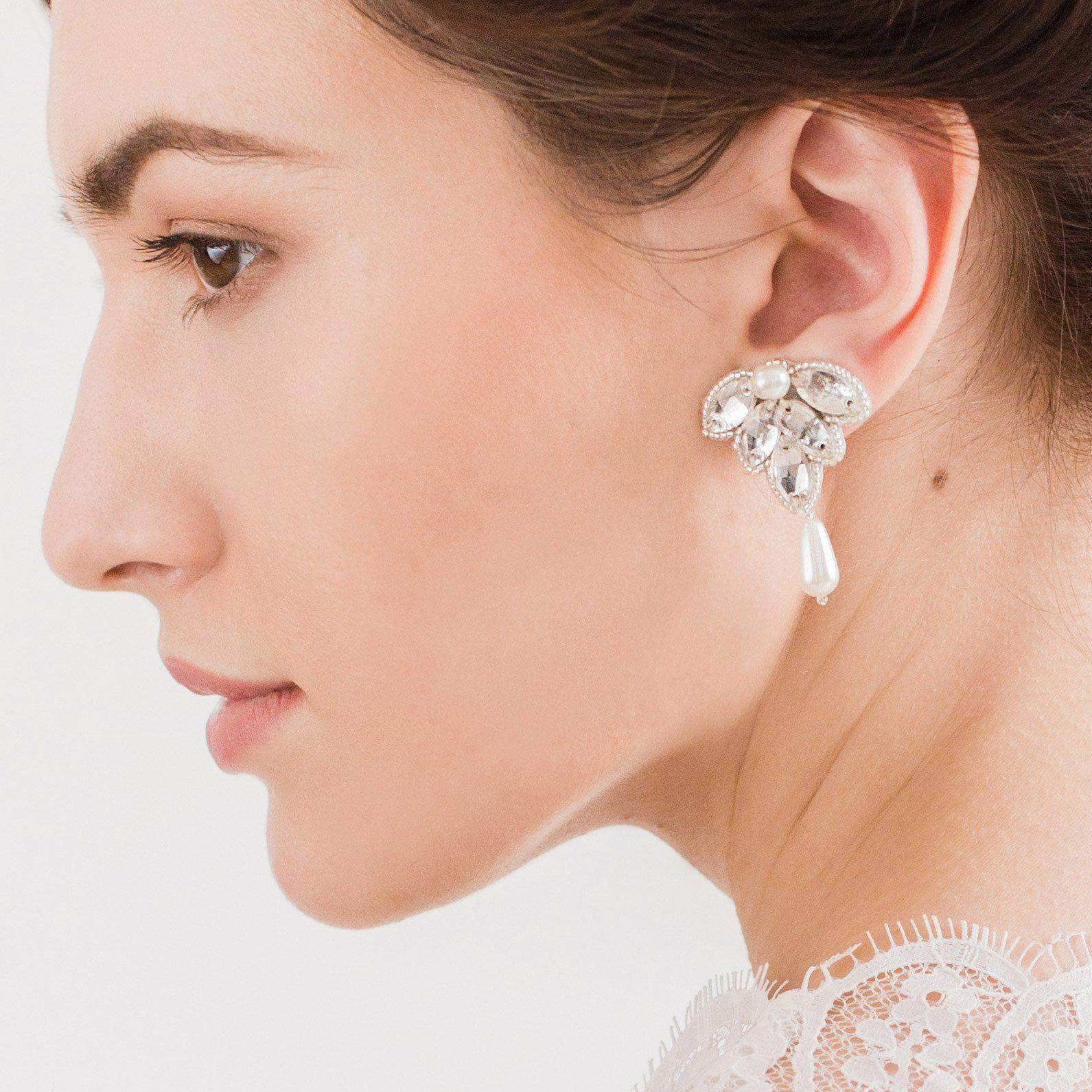 Wedding Earring Silver Crystal wedding earrings silver and crystal - 'Florence' slight discolouration on one crystal