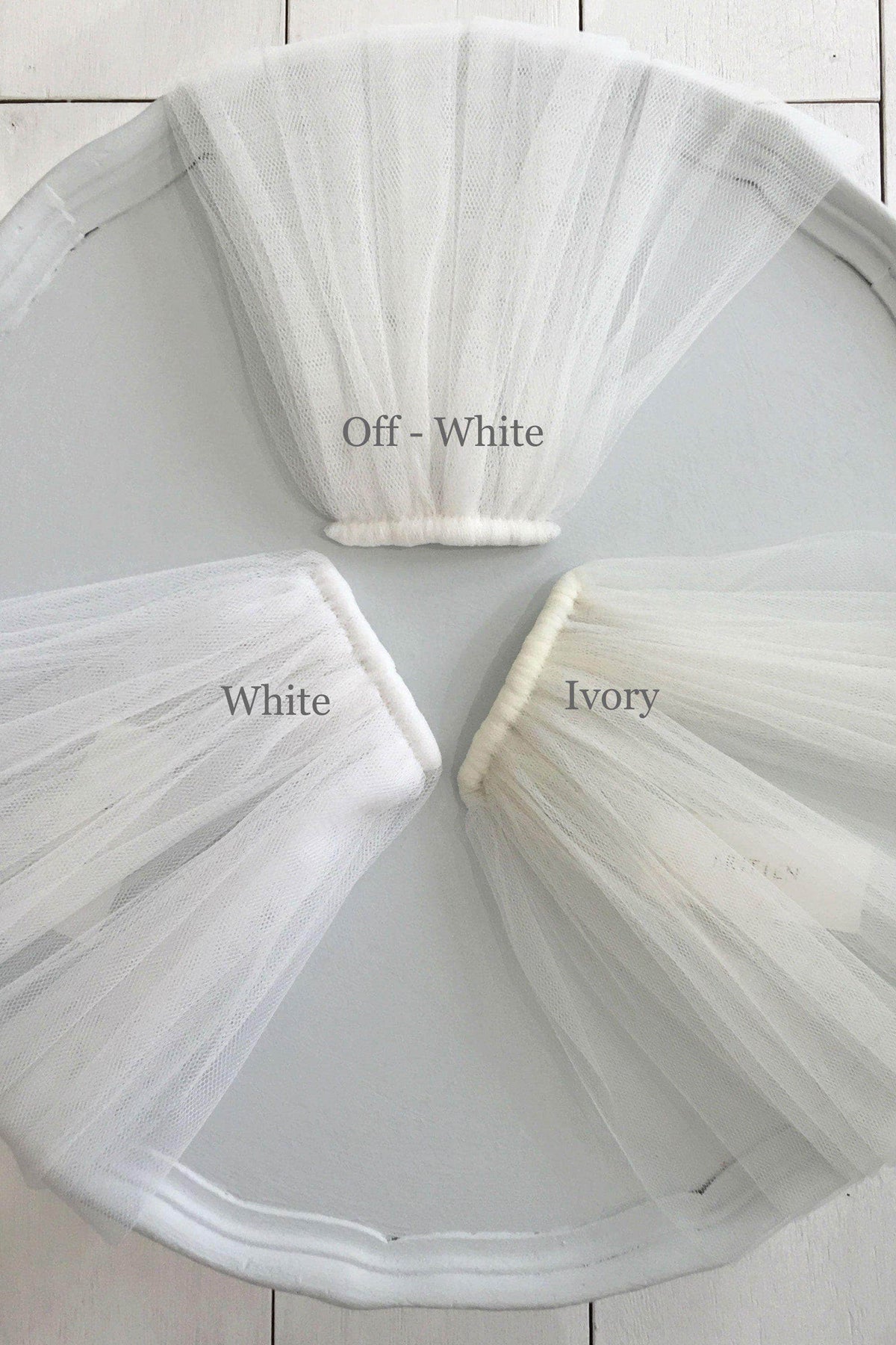 Veil swatch samples Off-white, white &amp; ivory Veil swatch samples - traditional tulle