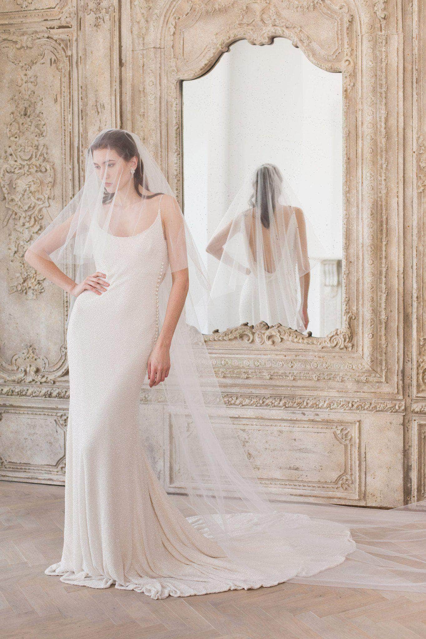 Two Tier Cut Edge Wedding Veil - Various Materials