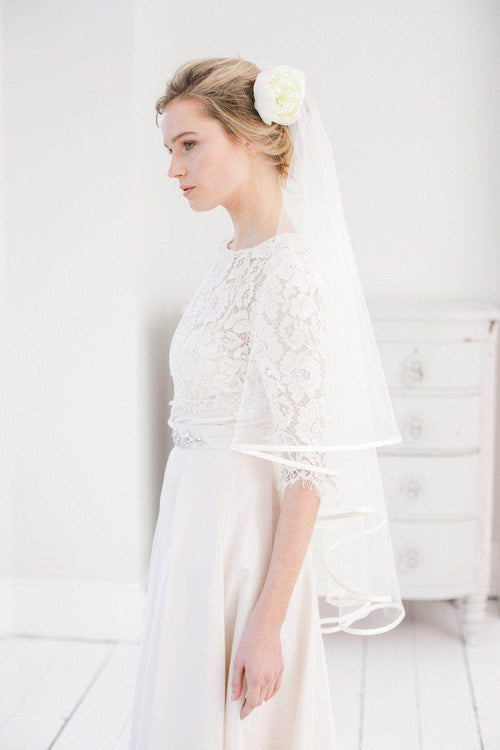 Wedding Veil Satin edge two tier wedding veil - 'Sandy'
