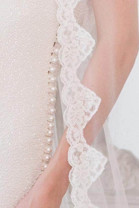 Wedding Veil Full lace edged two tier wedding veil - &#39;Caria&#39;