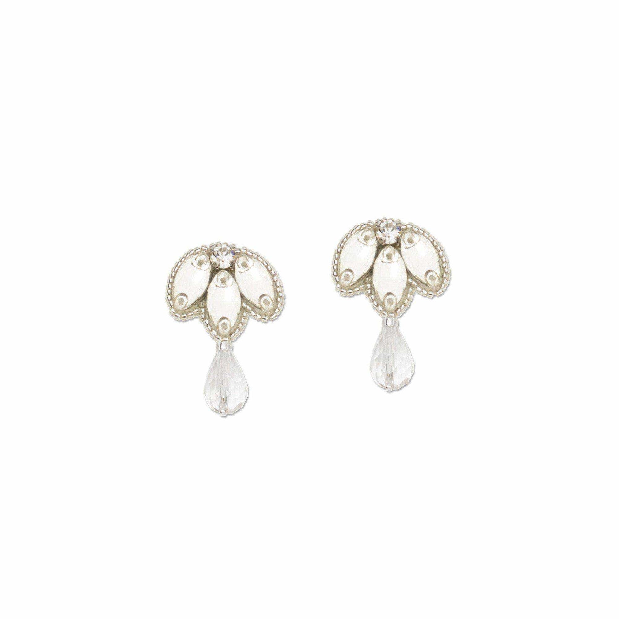 Wedding Earring Silver Silver crystal drop wedding earrings - 'Ava'