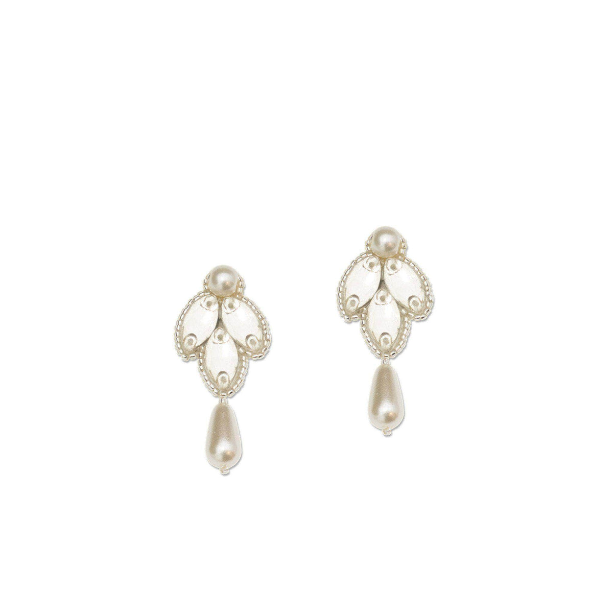 Wedding Earring Silver and pearl Wedding drop earrings silver, pearl &amp; crystal - &#39;Clementine&#39;