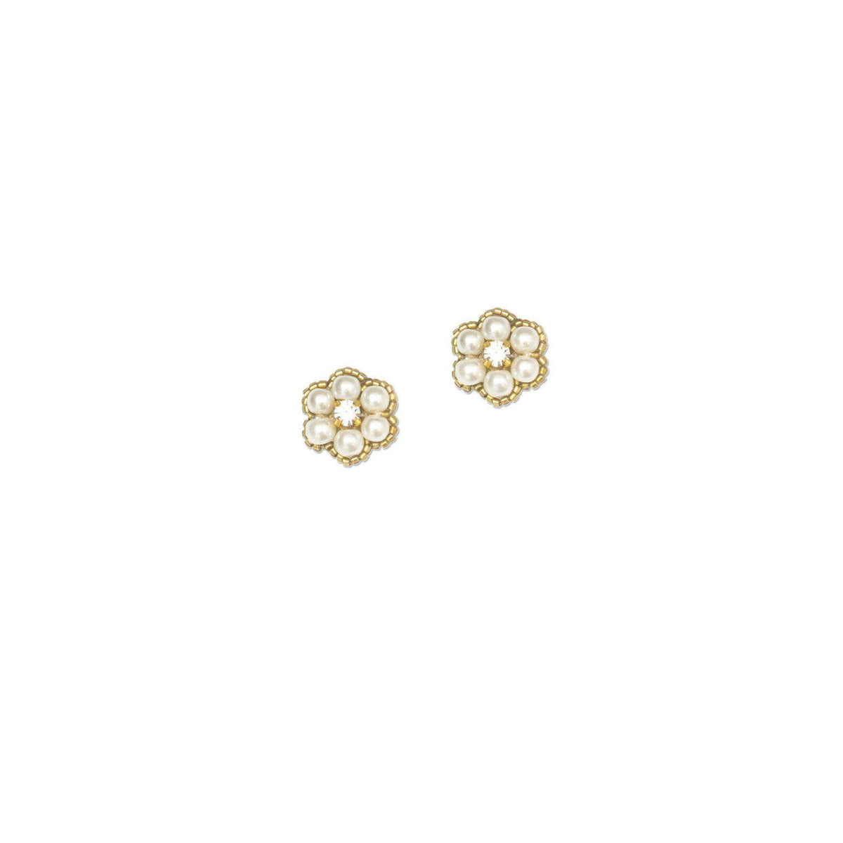 Wedding Earring Gold Flower wedding earrings gold pearl - &#39;Fleur&#39;