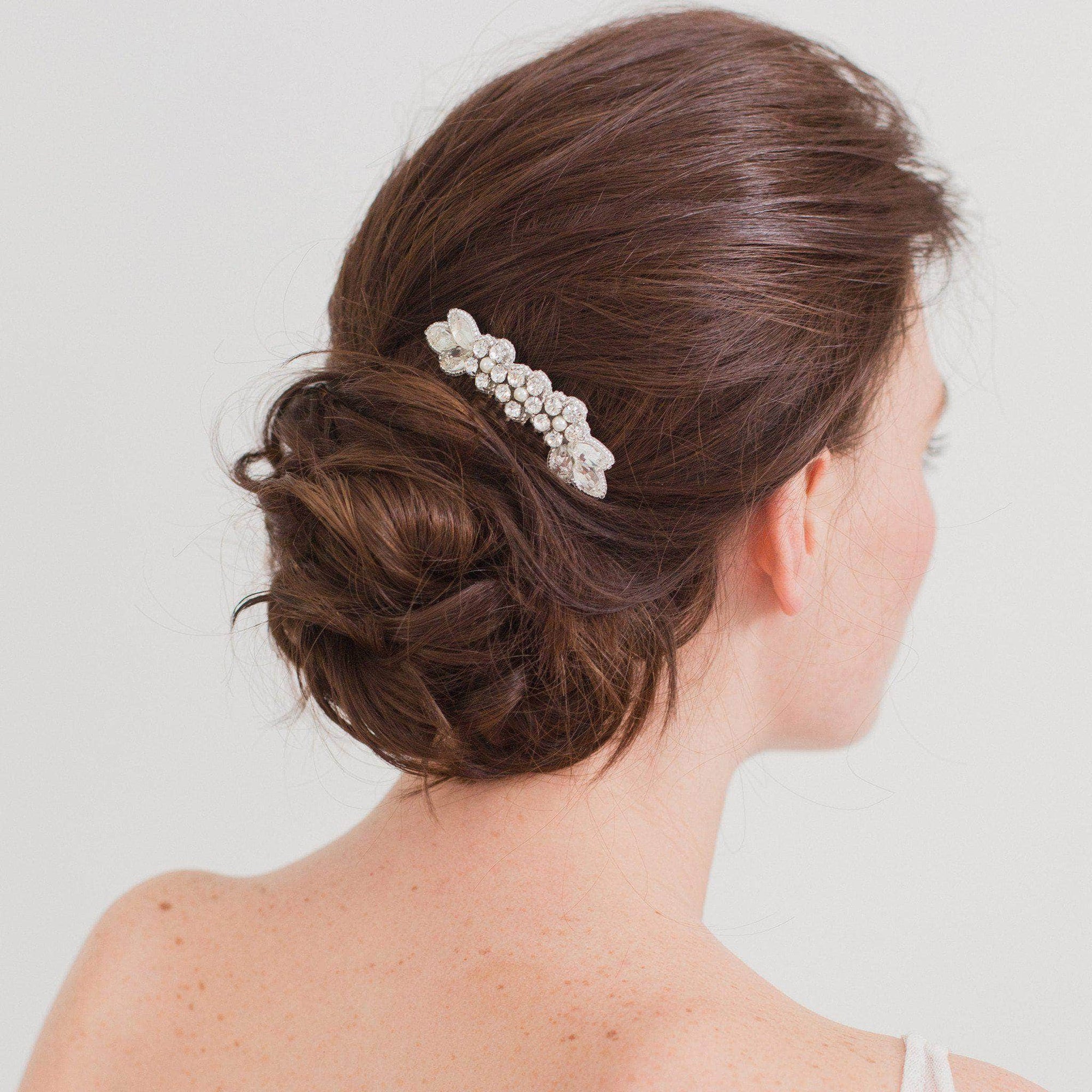 Wedding Haircomb Gold Gold wedding hair comb with super sparkle centre - 'Livia'